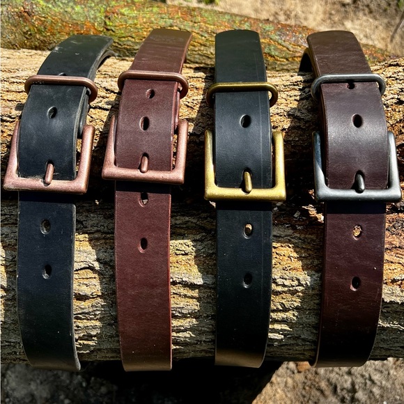 Small batch individually handmade 14oz leather belt. 1 1/4 and 1 1/2 inch width. - Picture 2 of 8